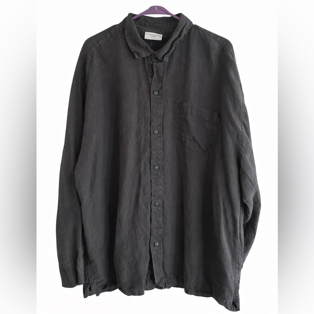 Parachute XL Charcoal Gray 100% Linen Button Up‎ Shirt Minimalist Soft Wash